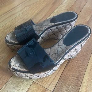 chanel cork wedges VERY USED size 7-7.5
